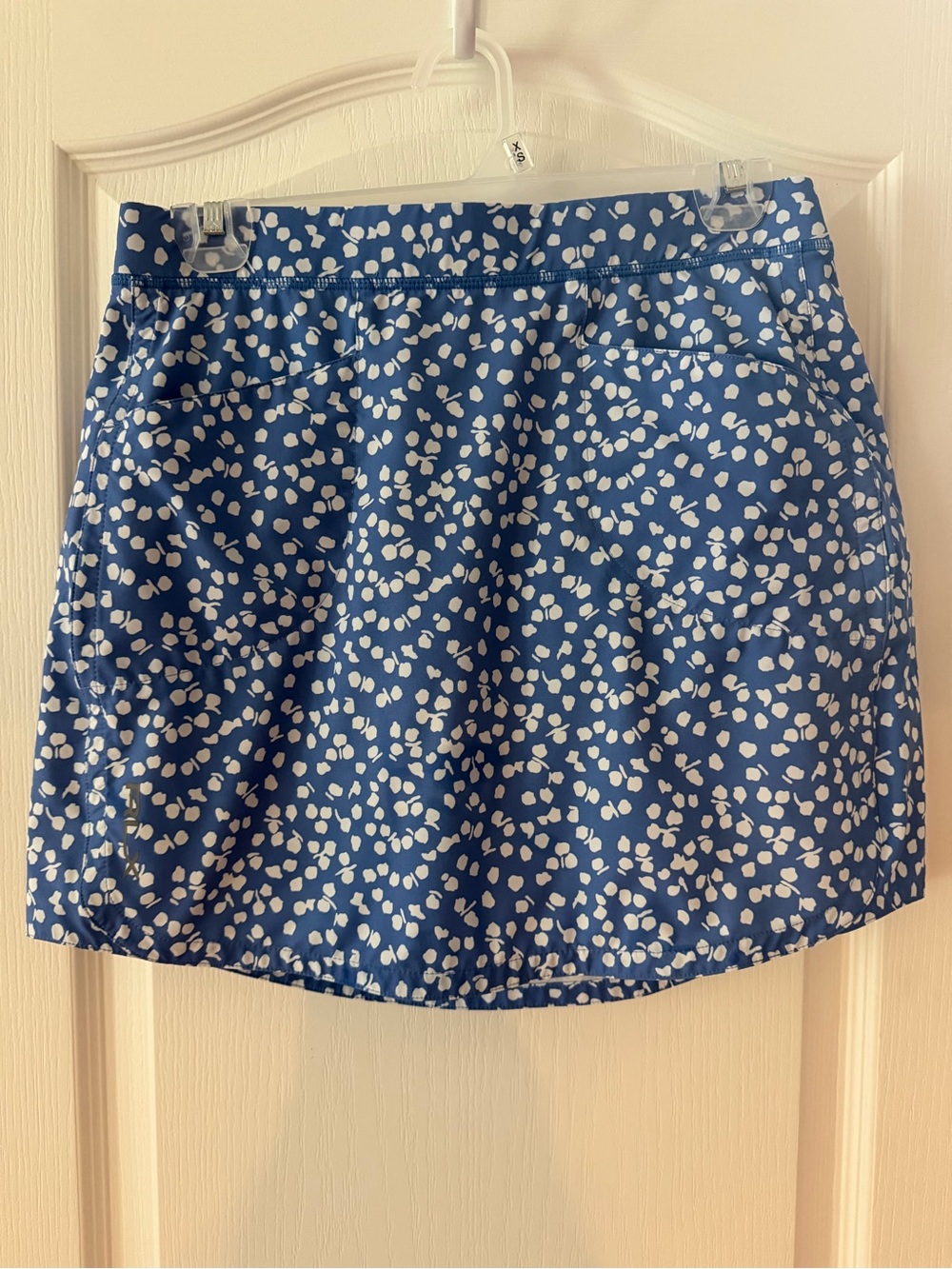 RLX Ralph Lauren Blue Mini Skort with White Spot Print